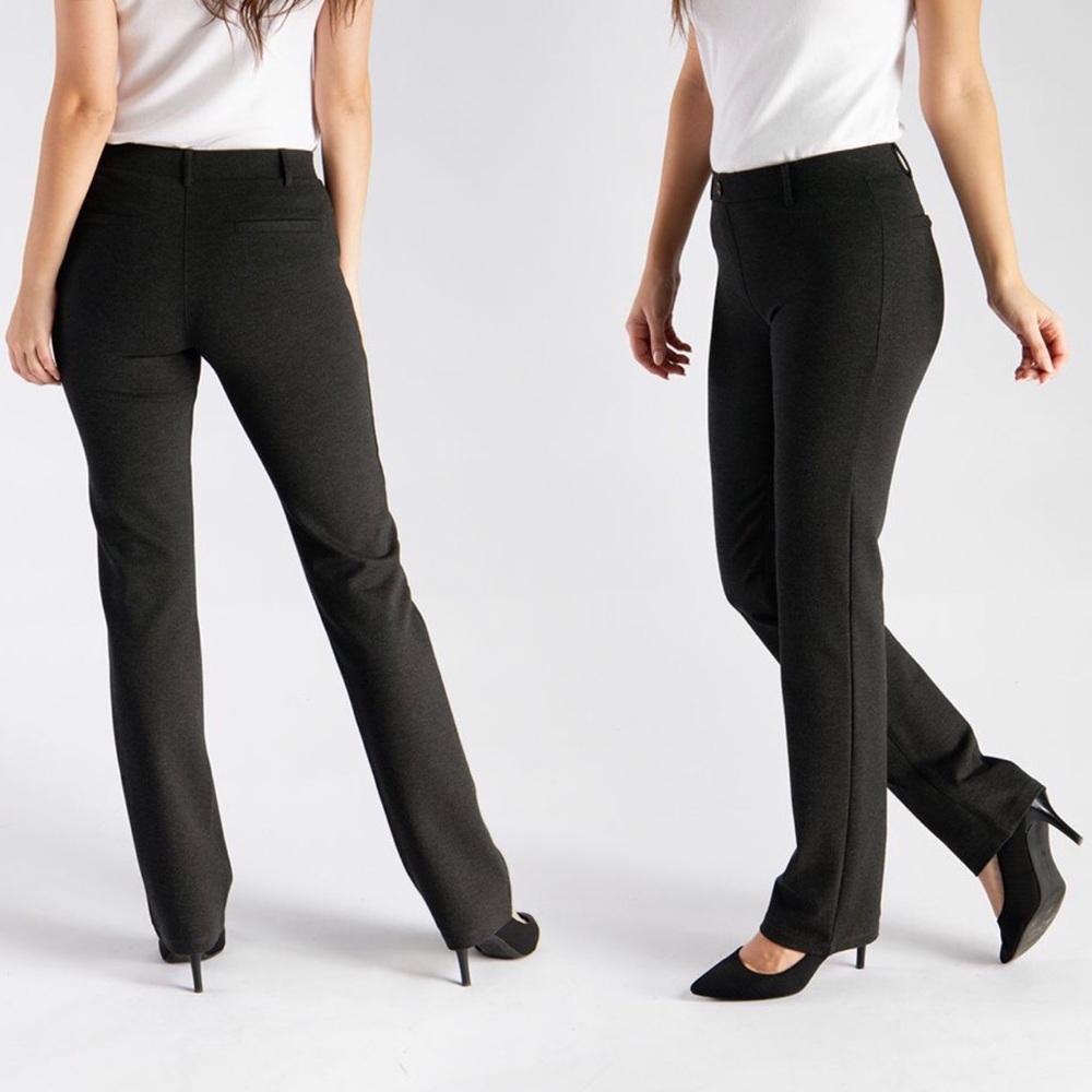 BETABRAND Dress Pant Yoga Straight Leg Charcoal Gray Sz SP Small Petite
